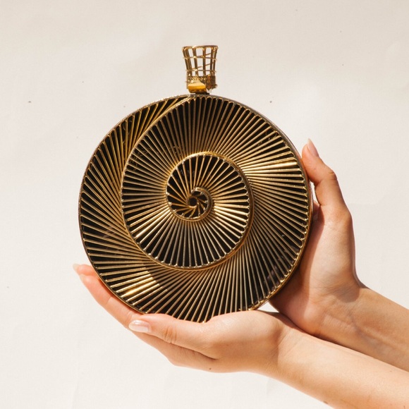 Ramla Tourbillon Womens Handmade Brass Designed Spiral Clutch $339 brand new!